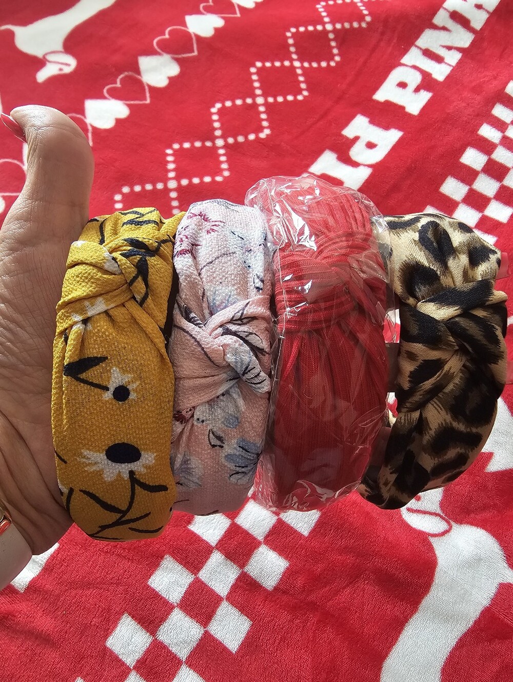 Knotted Headband Set - Yellow, Pink, Red, Leopard Print